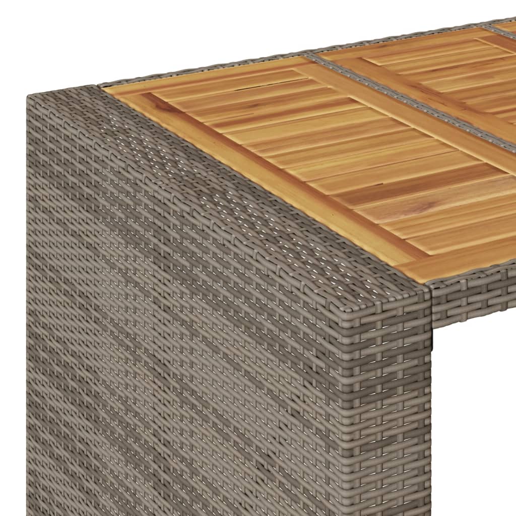 Mesa de bar para jardim com tampo em acácia vime PE cinza