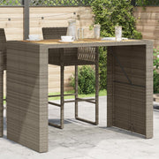 Mesa de bar para jardim com tampo em acácia vime PE cinza