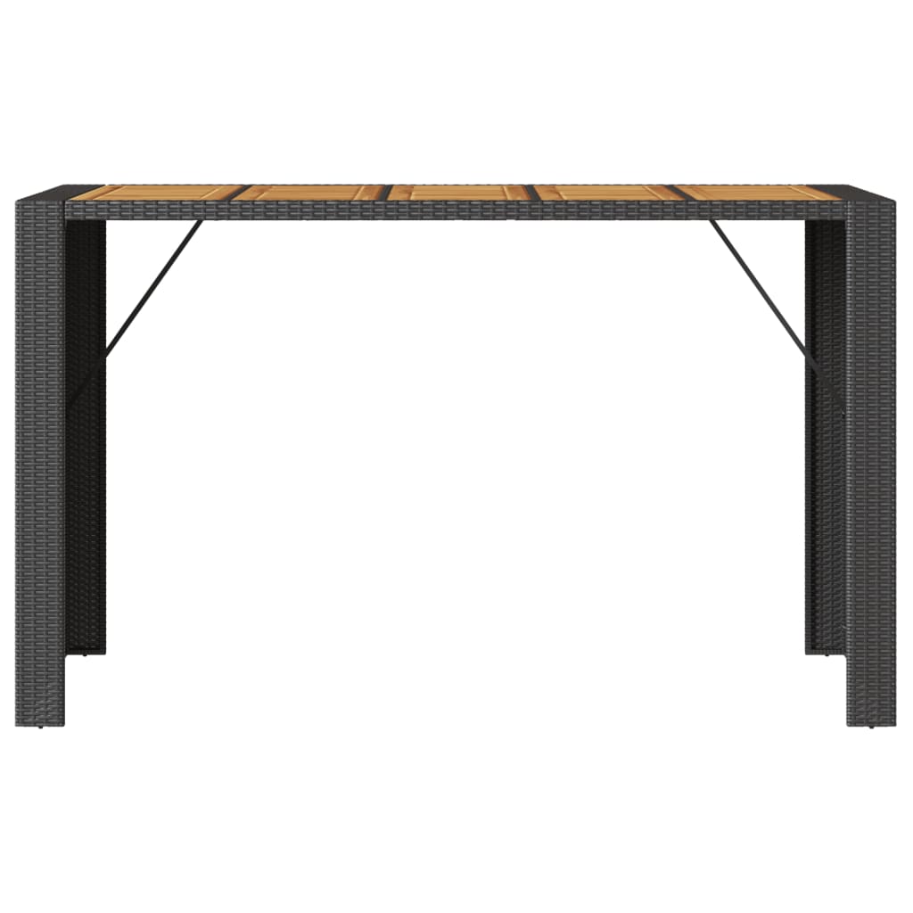 Mesa de bar para jardim com tampo em acácia vime PE preto