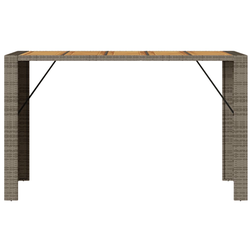 Mesa de bar para jardim com tampo em acácia vime PE cinza