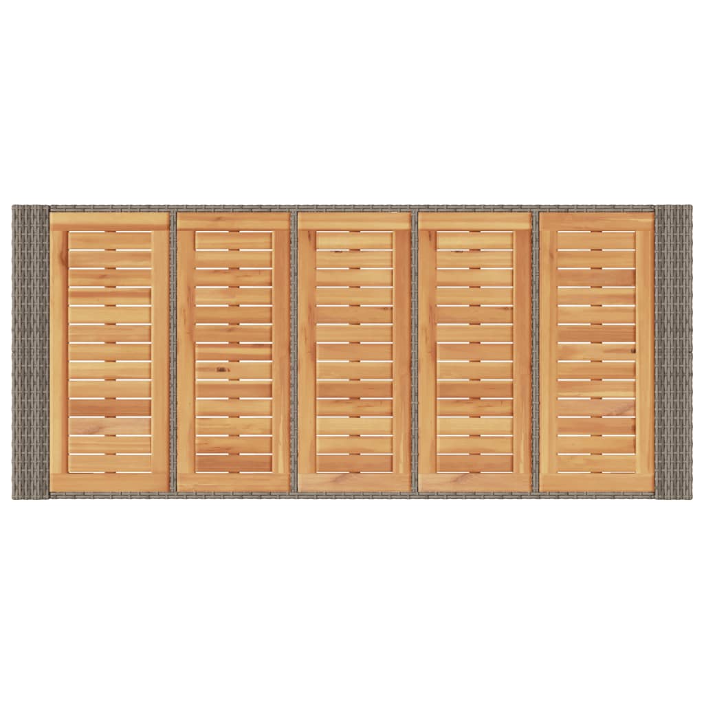 Mesa de bar para jardim com tampo em acácia vime PE cinza