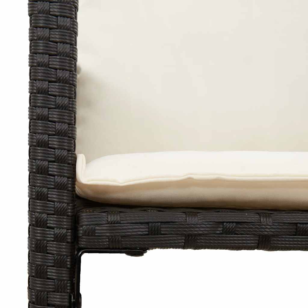 Bancos de bar com almofadões para jardim 2 pcs vime PE preto