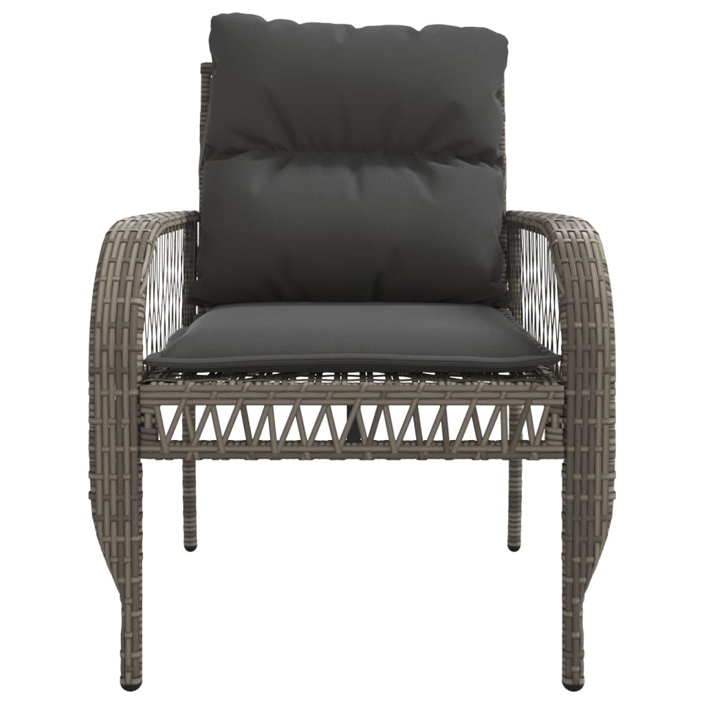 4 pcs conjunto sofás de jardim c/ almofadões vime PE cinzento