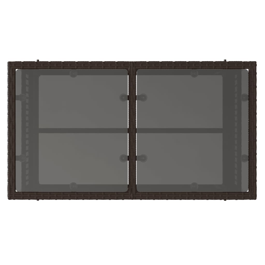 4pcs conj. sofás de jardim c/ almofadões vime PE/vidro castanho