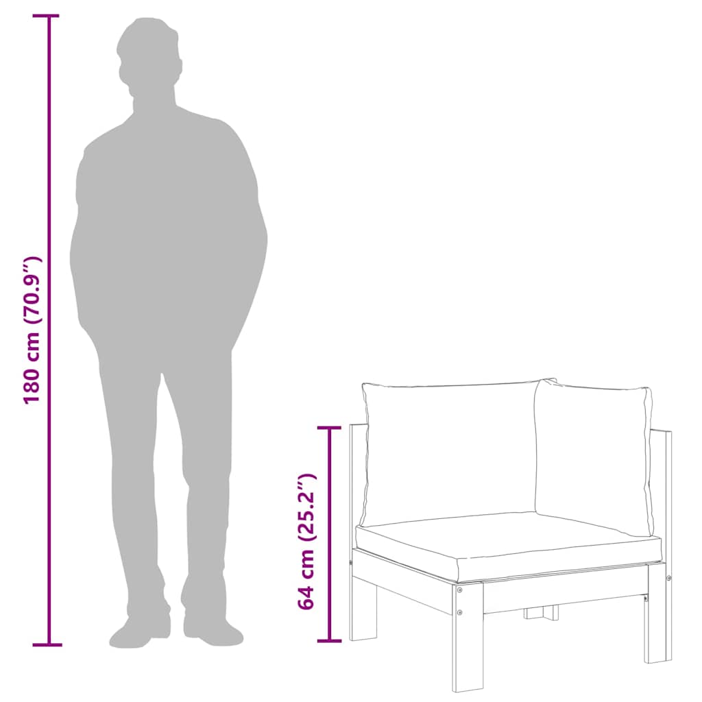 Sofá de canto p/ jardim c/ almofadões madeira de acácia maciça