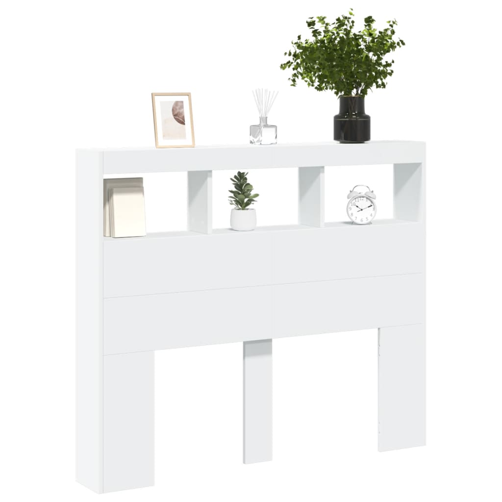 Armário de cabeceira com luzes LED 120x17x102 cm branco