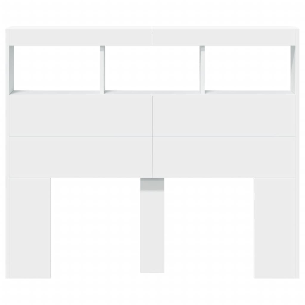 Armário de cabeceira com luzes LED 120x17x102 cm branco