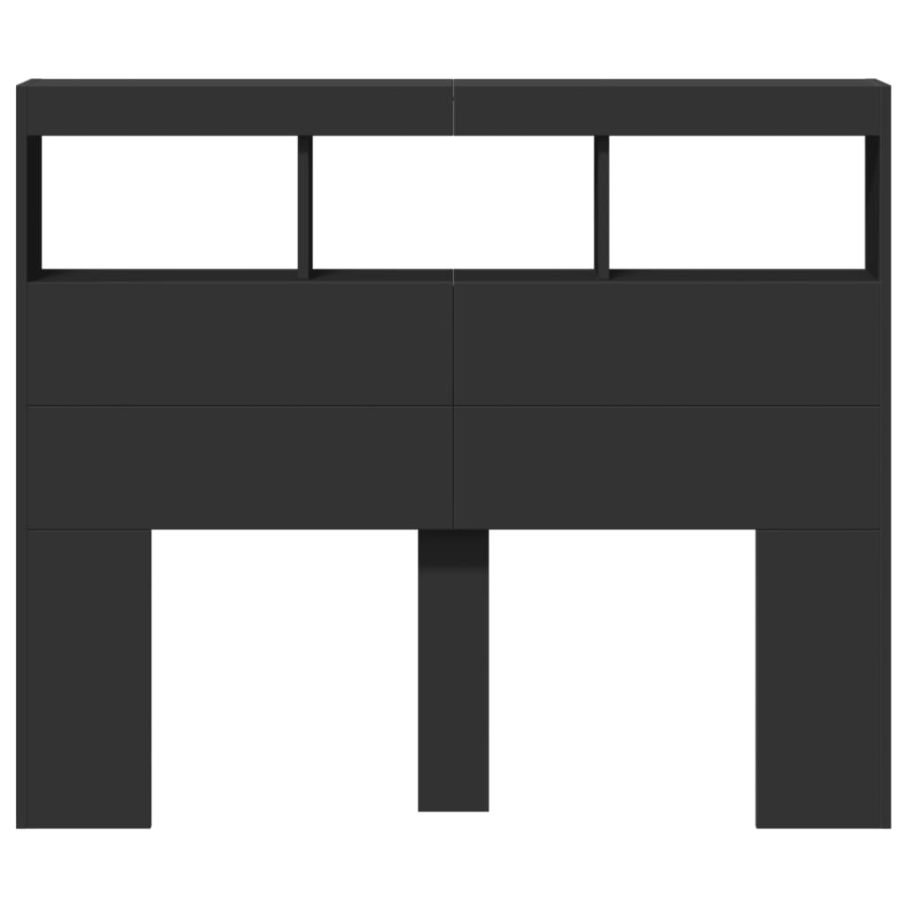 Armário de cabeceira com luzes LED 120x17x102 cm preto