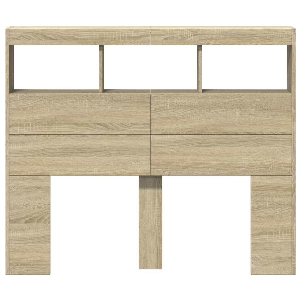 Armário de cabeceira c/ luzes LED 120x17x102 cm carvalho sonoma