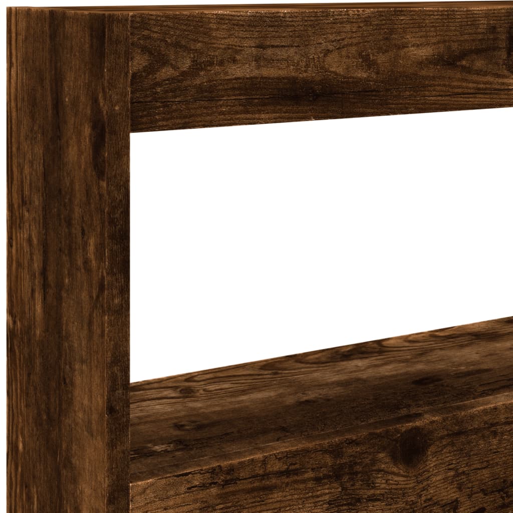 Armário de cabeceira c/ luzes LED 120x17x102 cm carvalho fumado