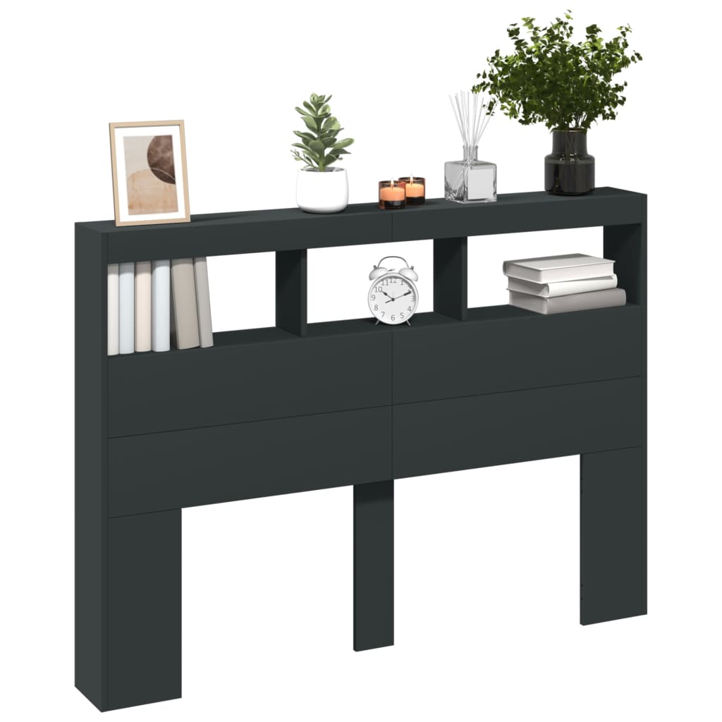 Armário de cabeceira com luzes LED 140x17x102 cm preto