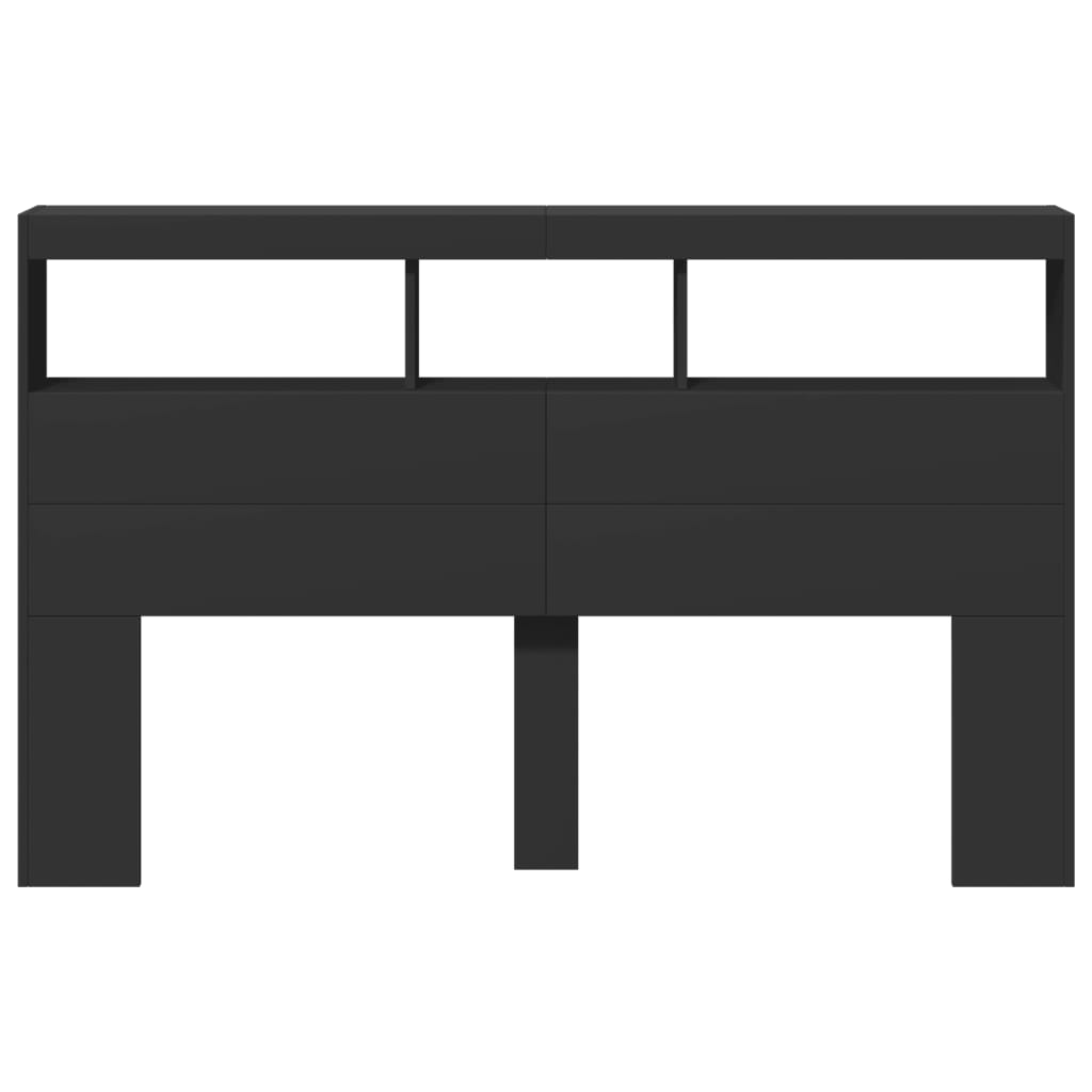 Armário de cabeceira com luzes LED 160x17x102 cm preto