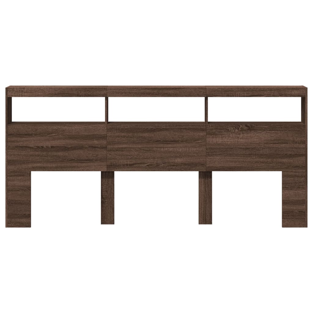 Armário cabeceira c/ luzes LED 220x17x102 cm carvalho castanho