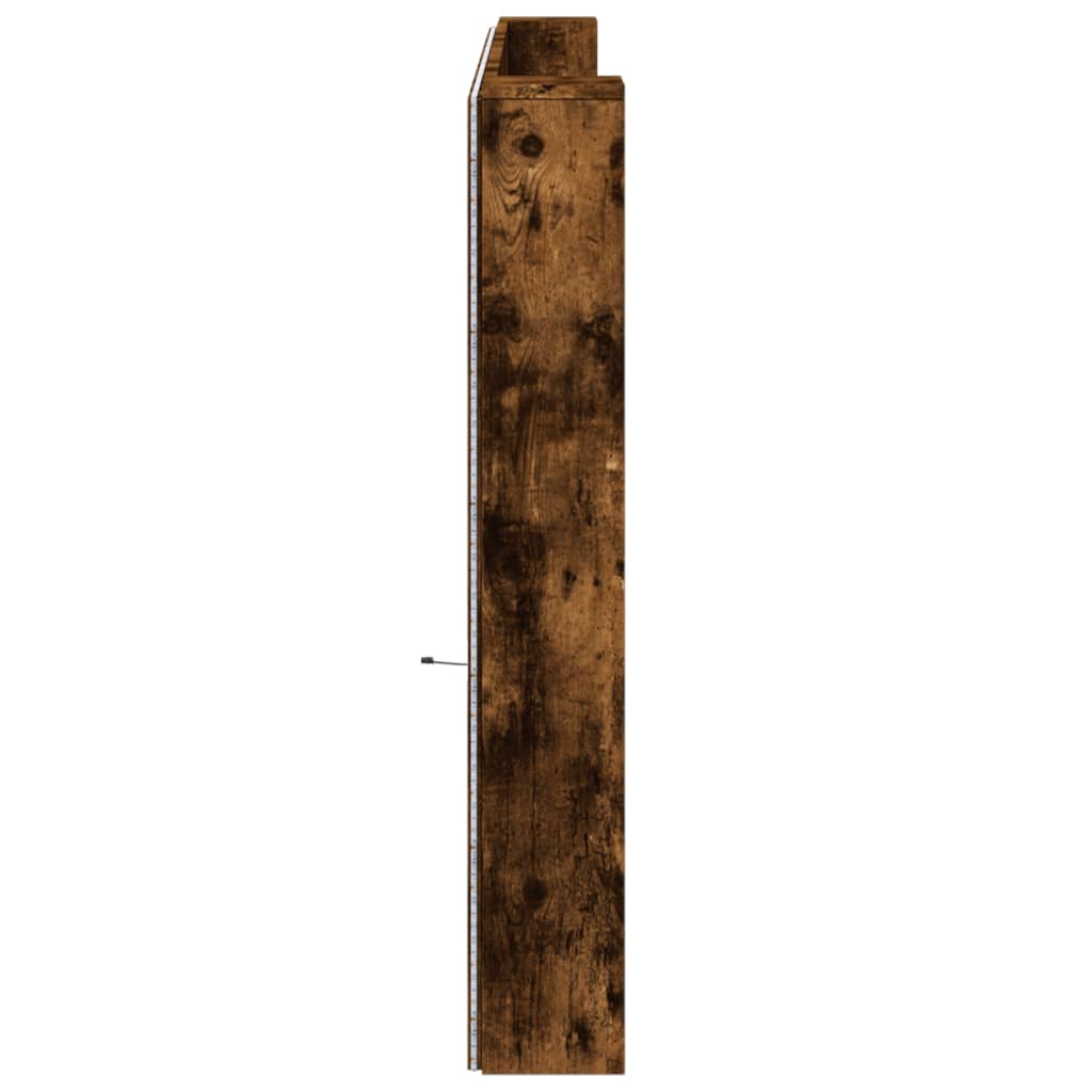 Armário cabeceira c/ luzes LED 220x16,5x103,5cm carvalho fumado