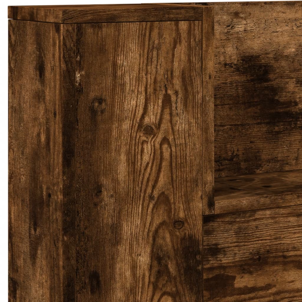 Armário cabeceira c/ luzes LED 220x16,5x103,5cm carvalho fumado