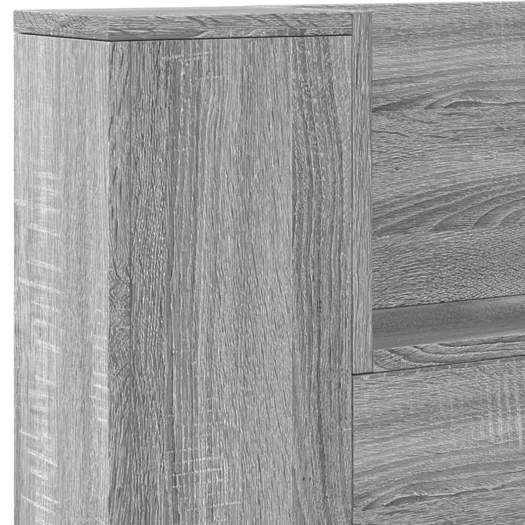 Armário de cabeceira c/ luzes LED 220x16,5x103,5cm cinza sonoma