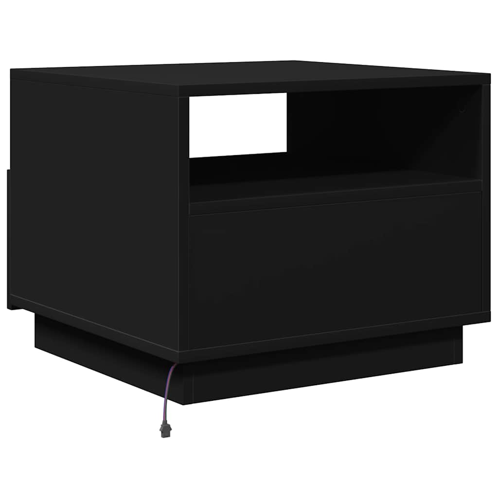 Mesa de centro com luzes LED 50x49x40 cm preto