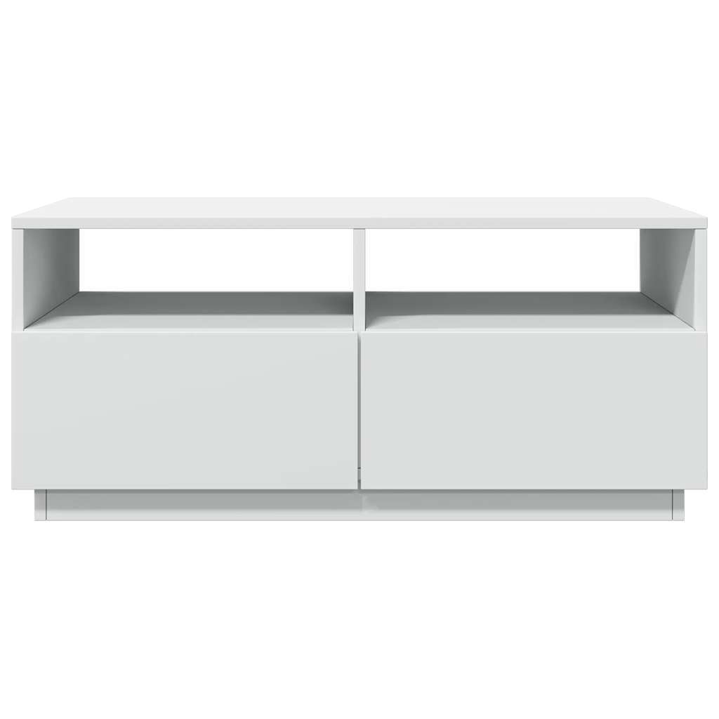 Mesa de centro com luzes LED 90x49x40 cm branco