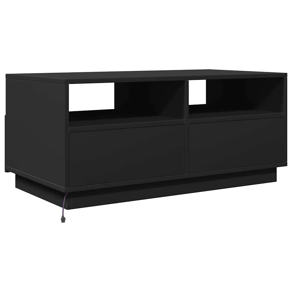 Mesa de centro com luzes LED 90x49x40 cm preto