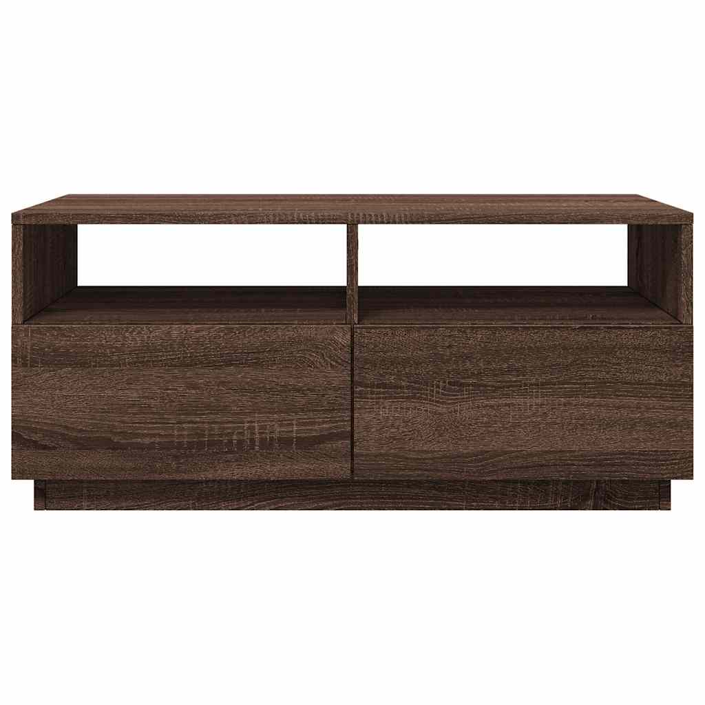 Mesa de centro com luzes LED 90x49x40 cm carvalho castanho