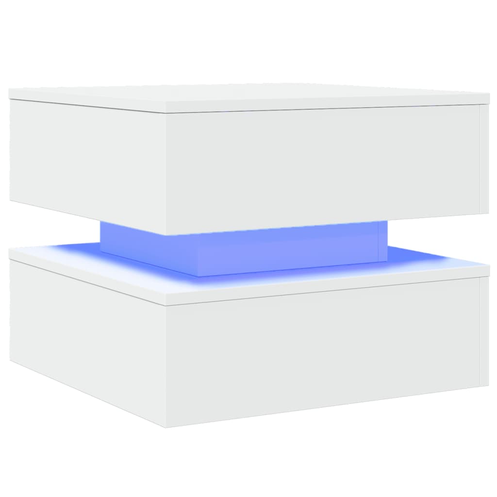 Mesa de centro com luzes LED 50x50x40 cm branco
