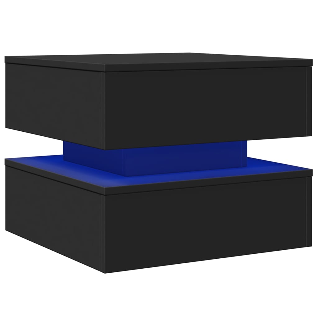 Mesa de centro com luzes LED 50x50x40 cm preto