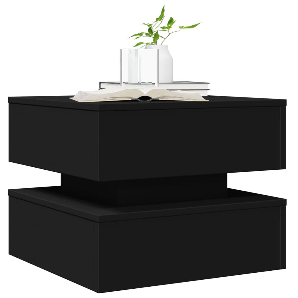 Mesa de centro com luzes LED 50x50x40 cm preto