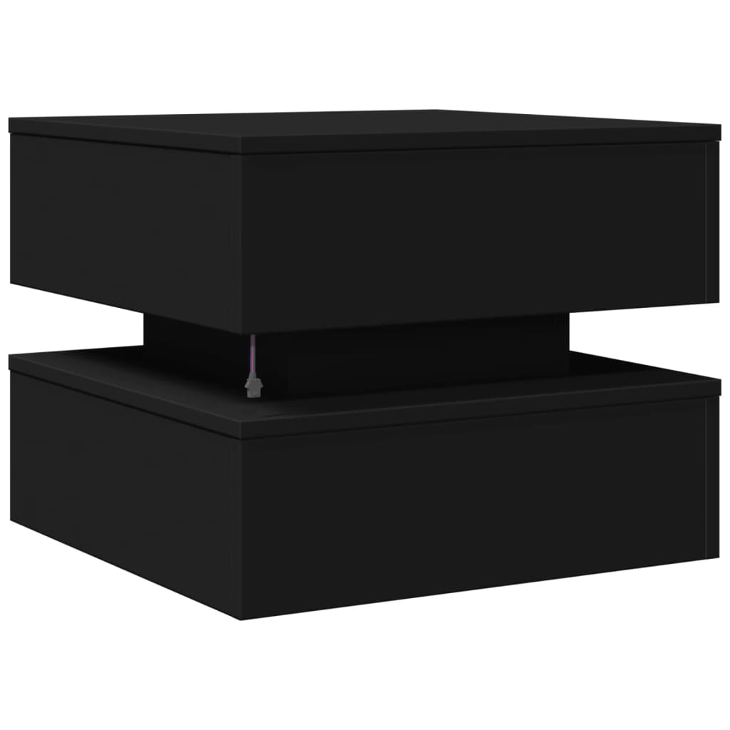 Mesa de centro com luzes LED 50x50x40 cm preto