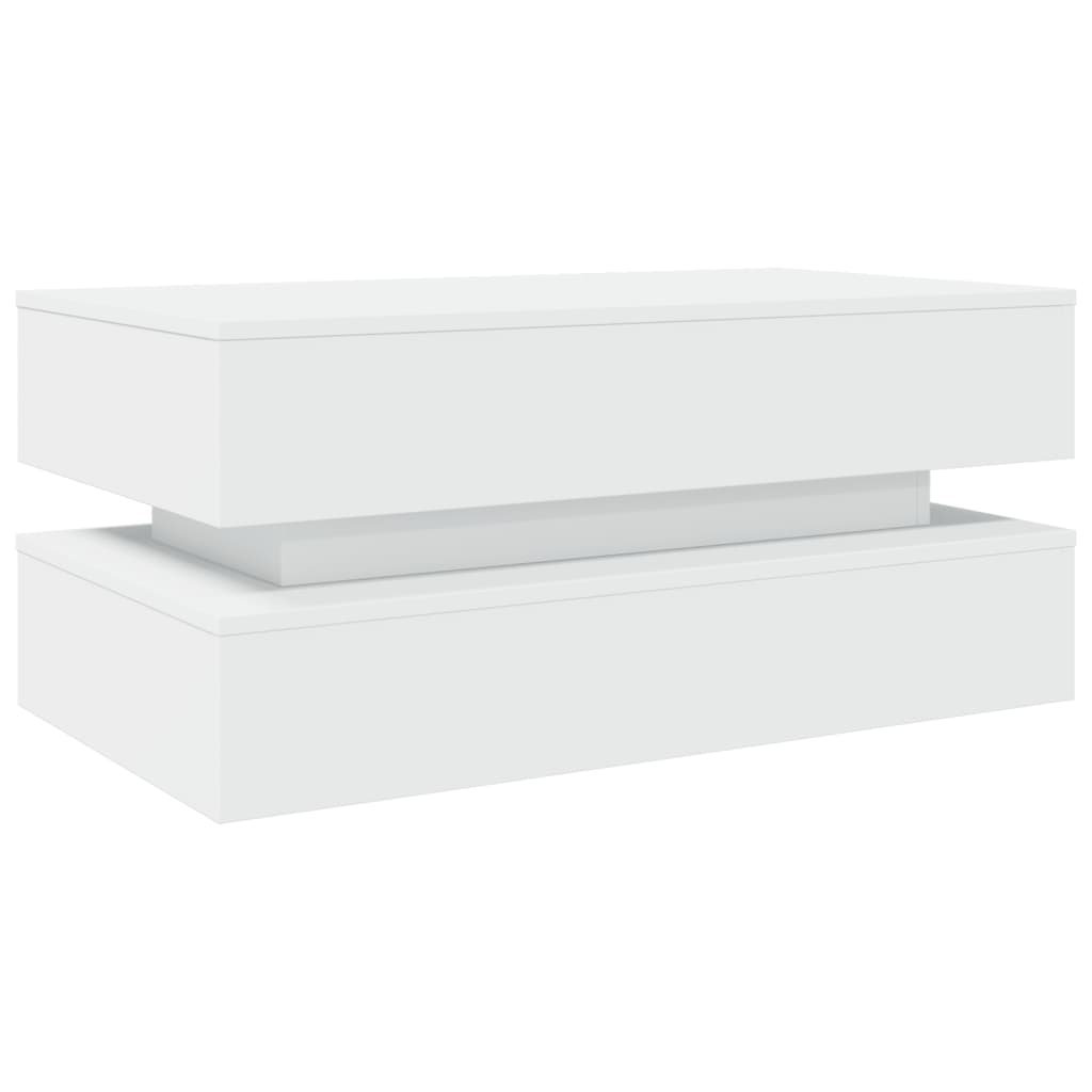 Mesa de centro com luzes LED 90x50x40 cm branco