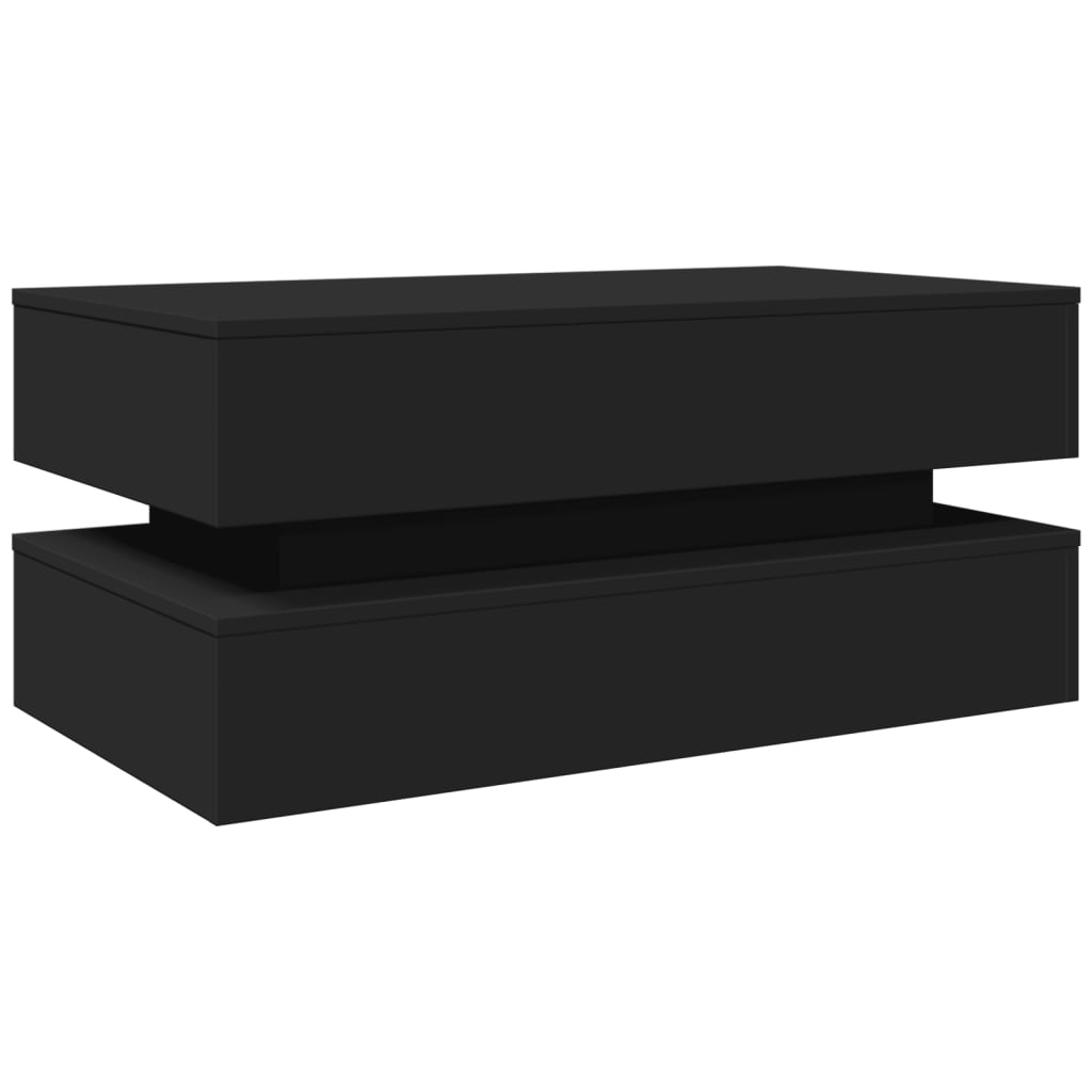 Mesa de centro com luzes LED 90x50x40 cm preto