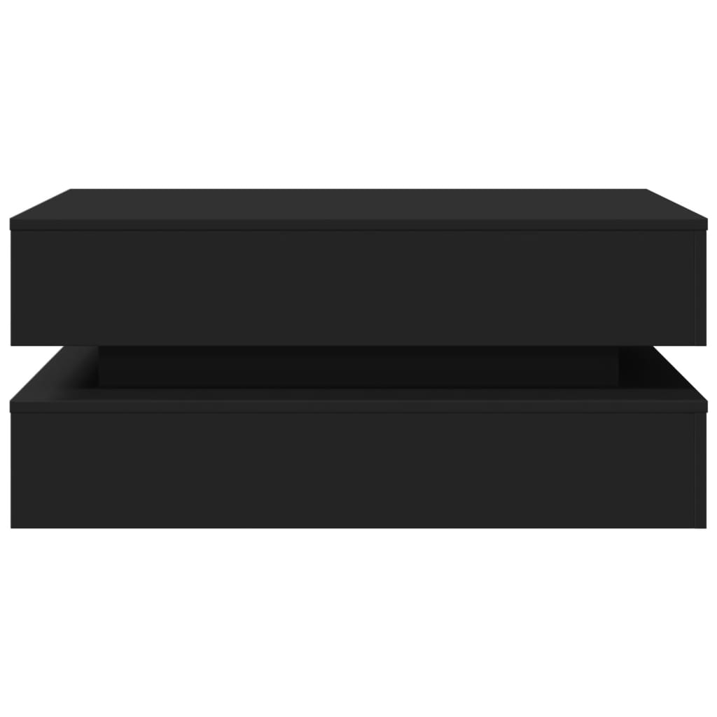 Mesa de centro com luzes LED 90x50x40 cm preto