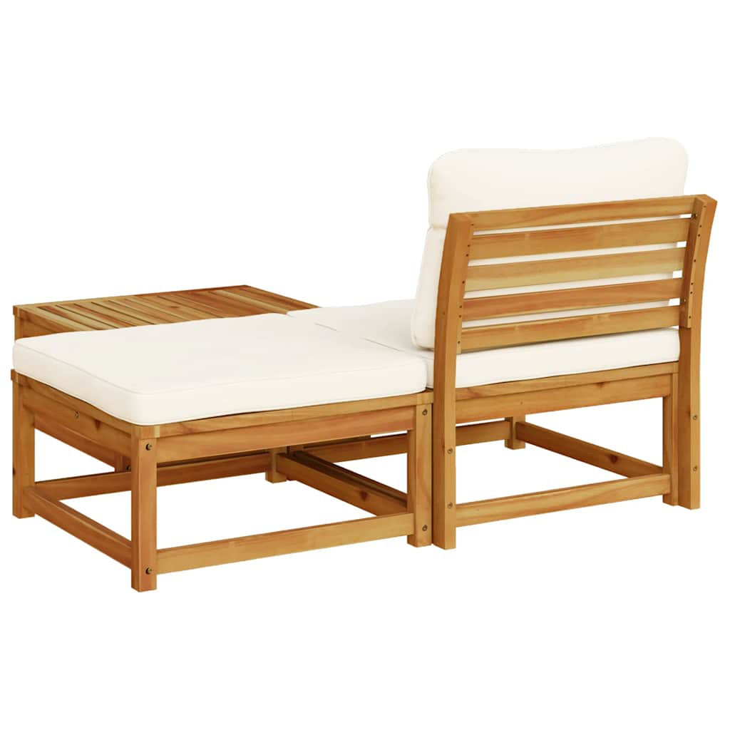 3 pcs conjunto lounge de jardim c/ almofadões acácia maciça