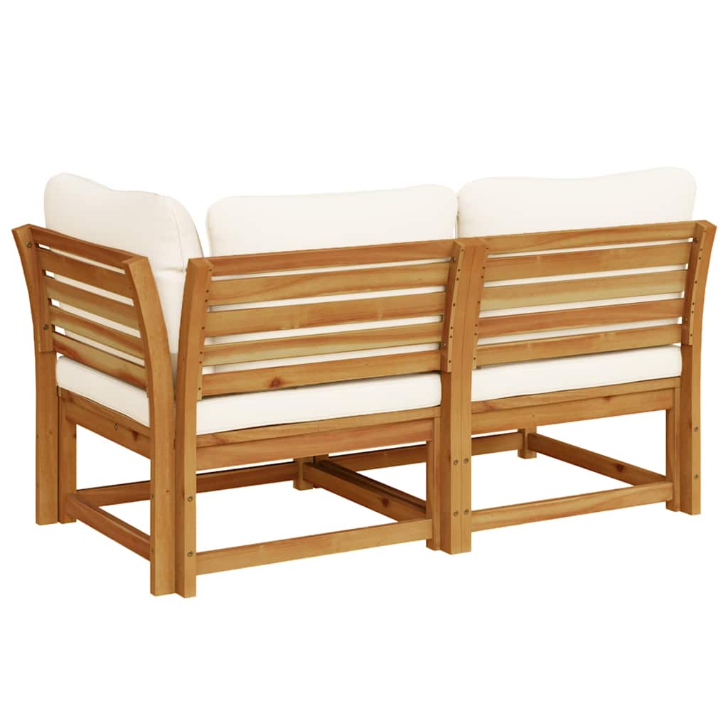 2 pcs conjunto lounge de jardim c/ almofadões acácia maciça