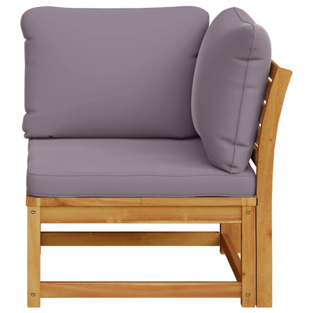 Sofá de canto p/ jardim c/ almofadões madeira de acácia maciça