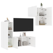 4 pcs móveis de parede p/ TV derivados de madeira branco
