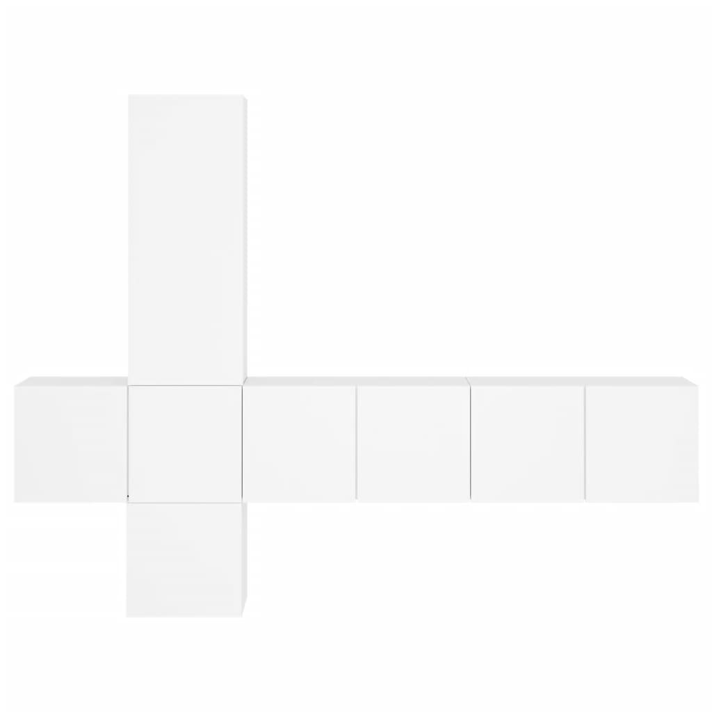 5 pcs móveis de parede p/ TV derivados de madeira branco