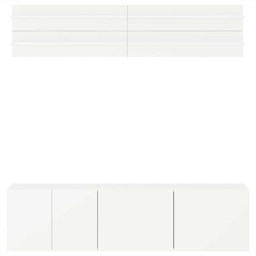 6 pcs móveis de parede p/ TV derivados de madeira branco