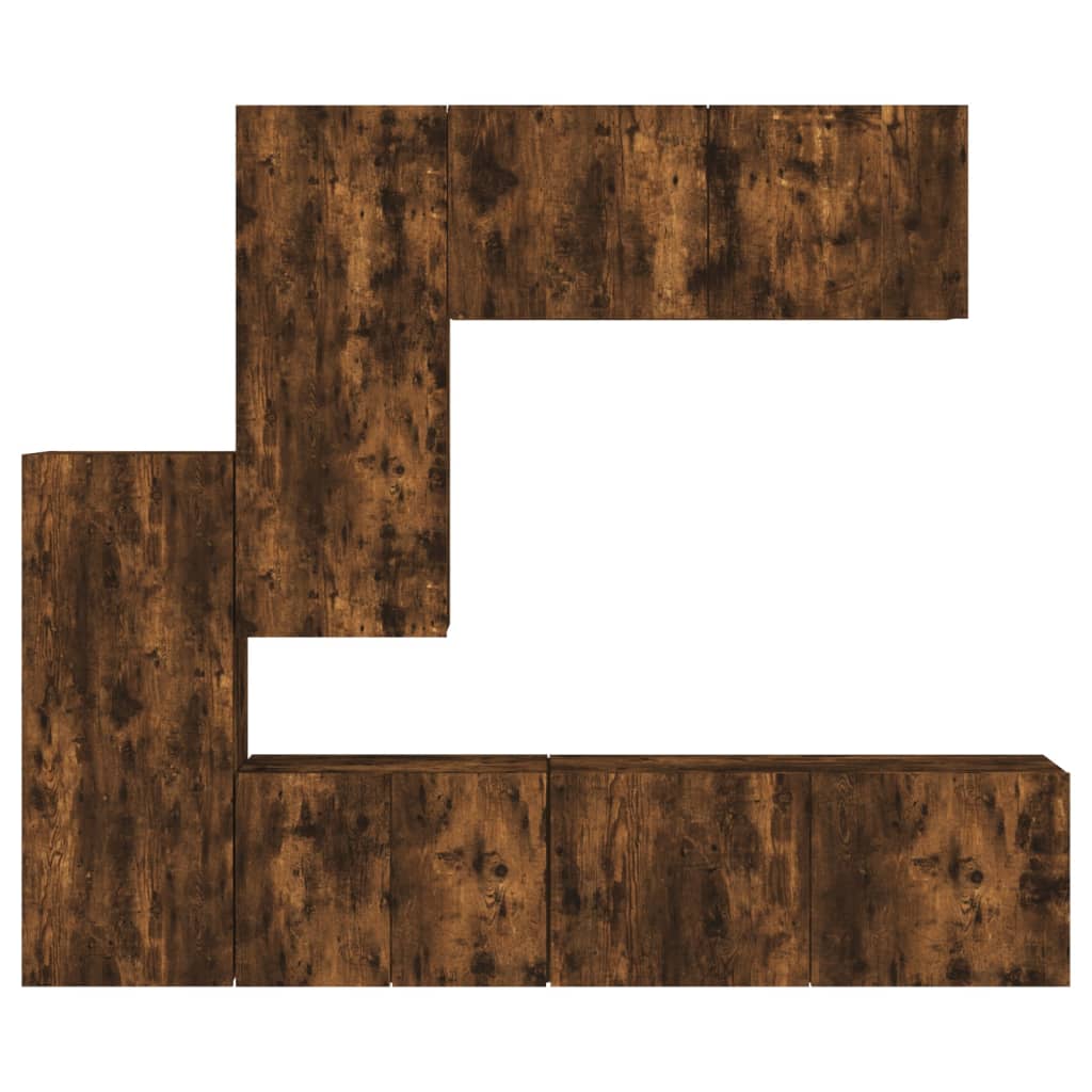 5 pcs móveis de parede p/ TV derivados madeira carvalho fumado