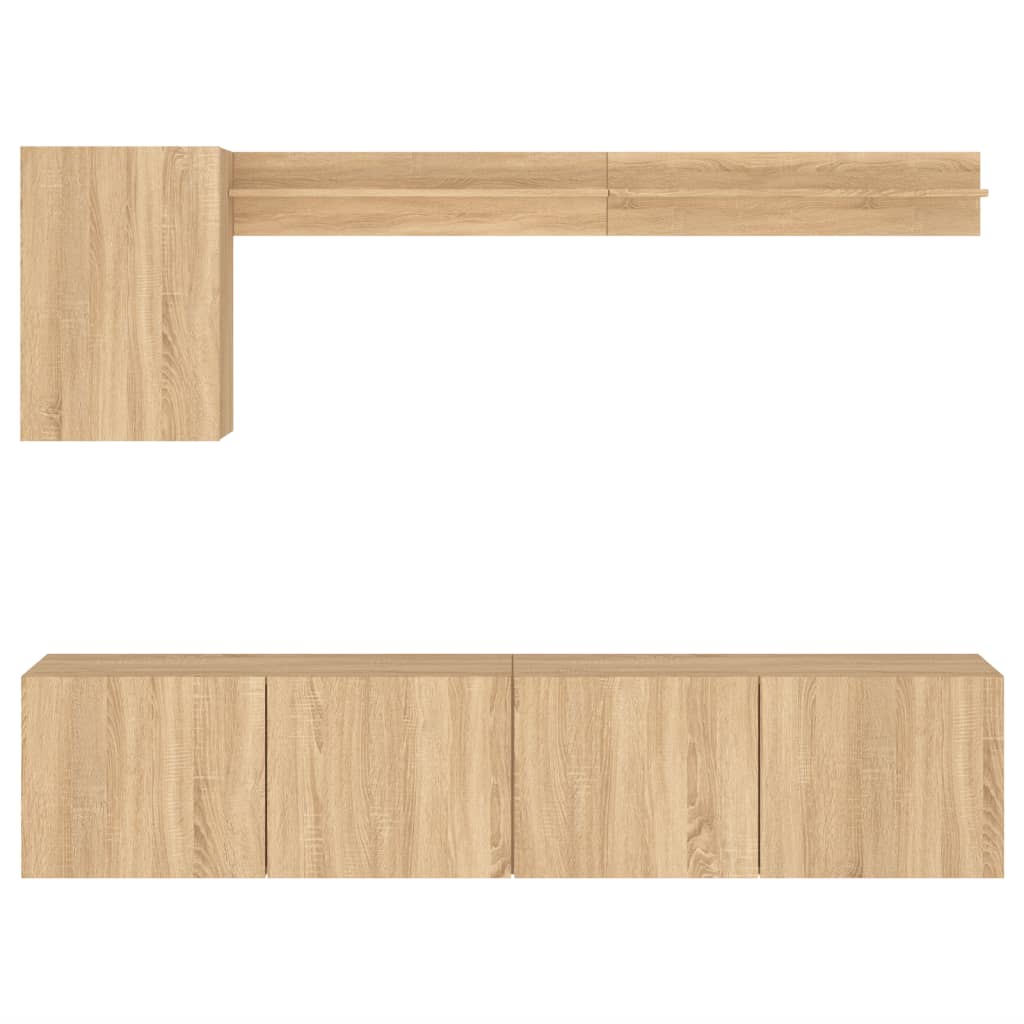 5 pcs móveis de parede p/ TV derivados madeira carvalho sonoma