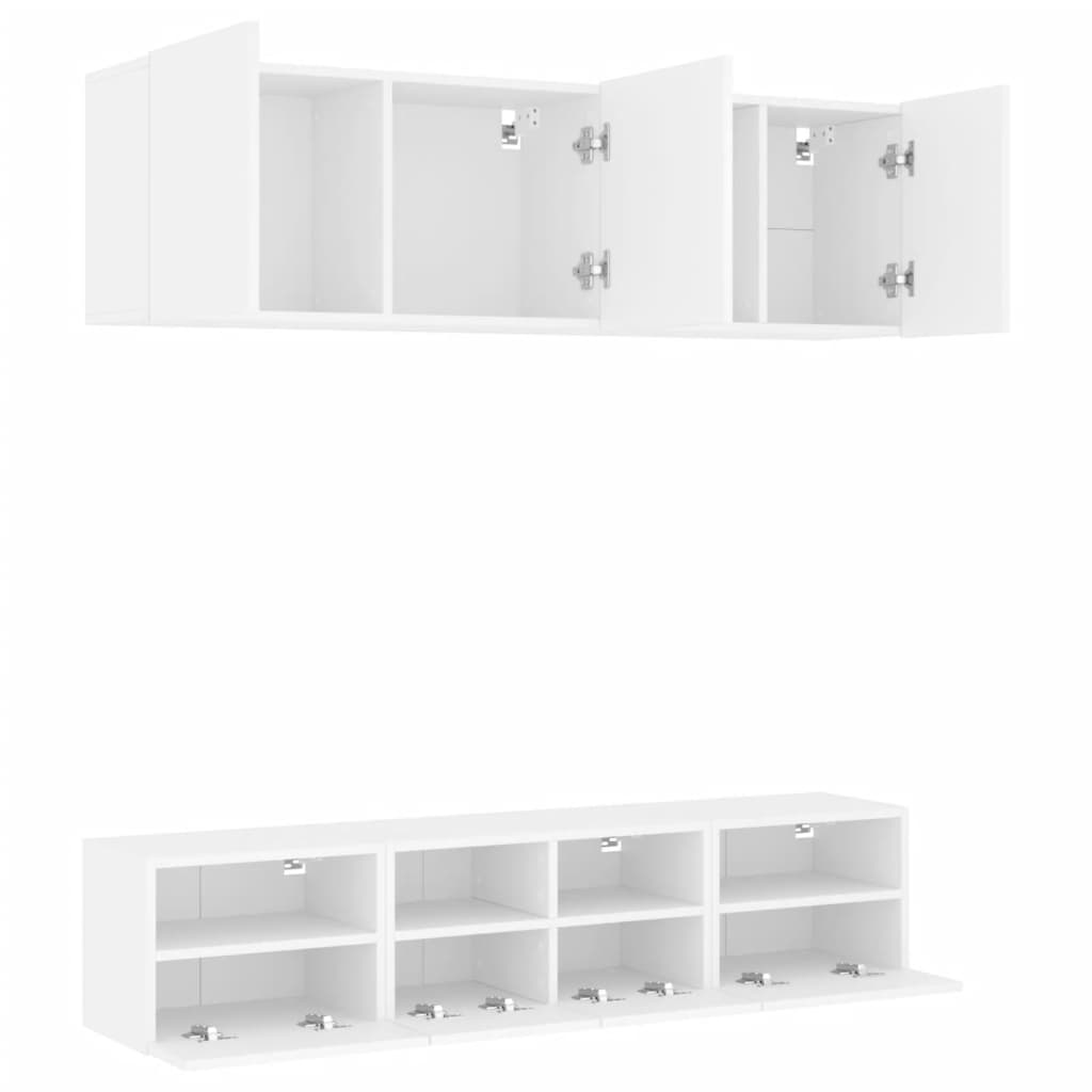 5 pcs móveis de parede p/ TV derivados de madeira branco