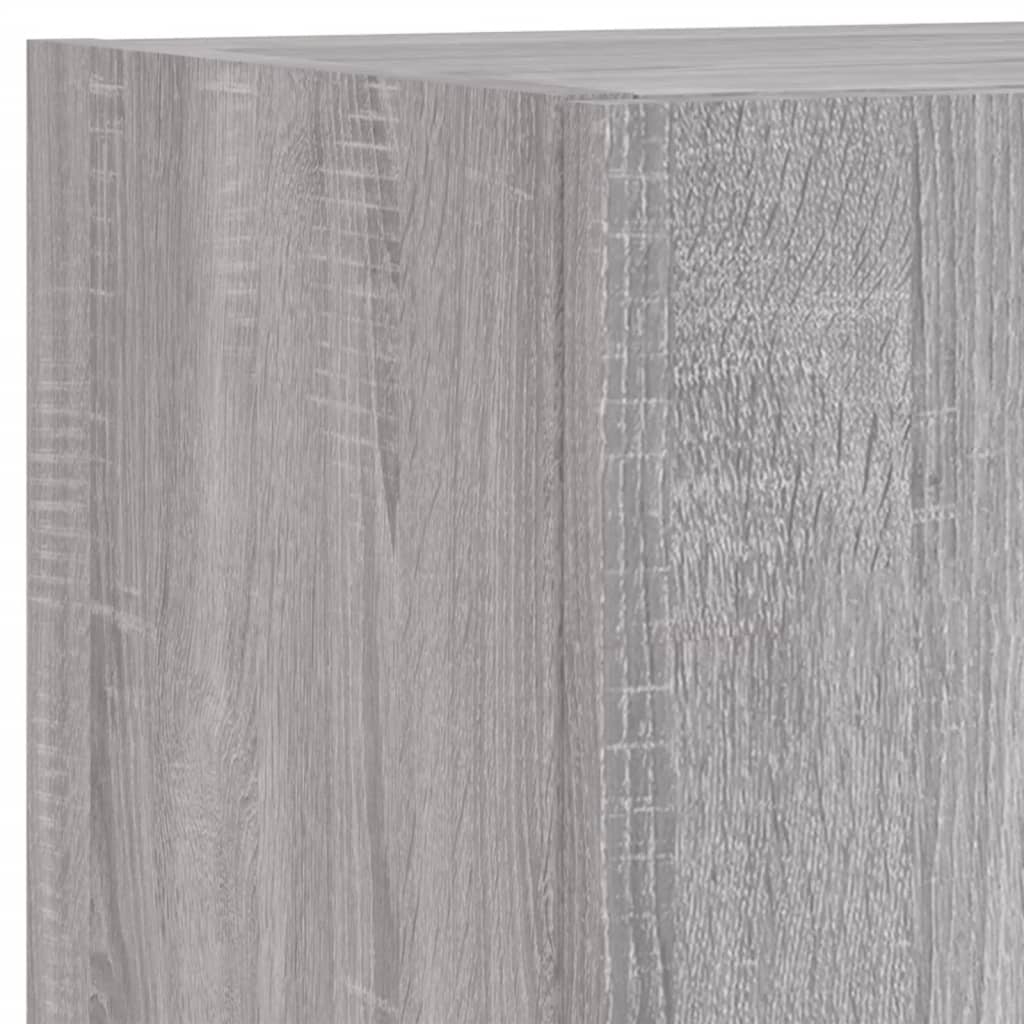 4 pcs móveis de parede para TV com luzes LED cinzento sonoma