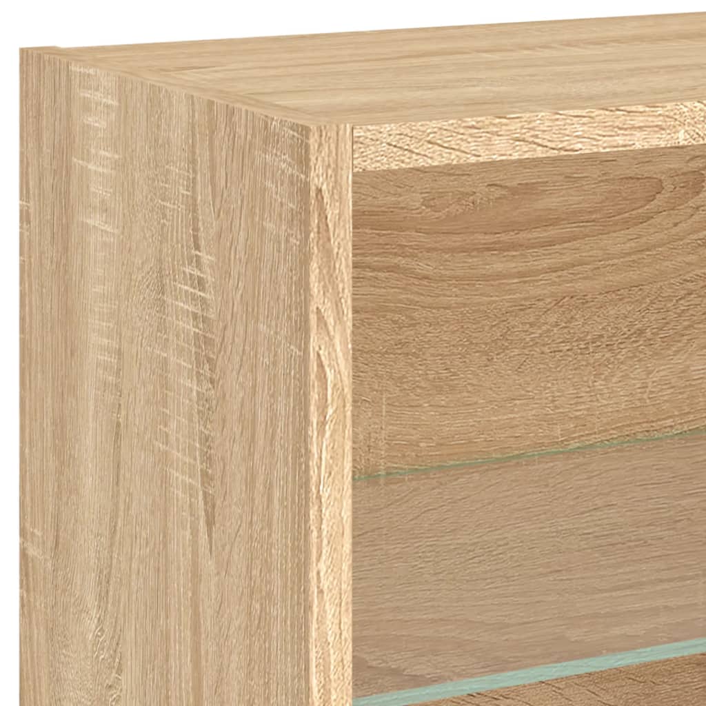 5pcs móveis parede p/ TV c/ LEDs deriv. madeira carvalho sonoma