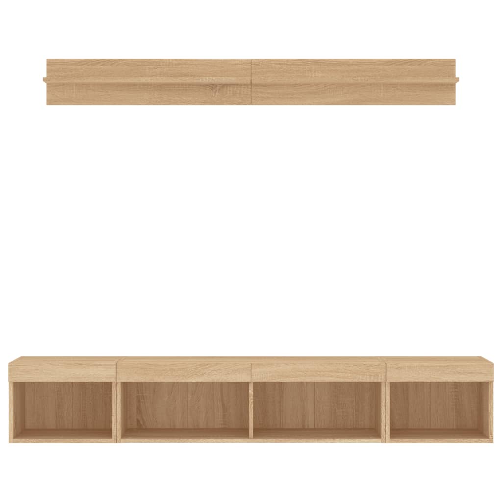 5pcs móveis parede p/ TV c/ LEDs deriv. madeira carvalho sonoma