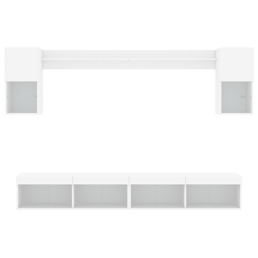 6pcs móveis de parede p/ TV c/ LEDs derivados de madeira branco