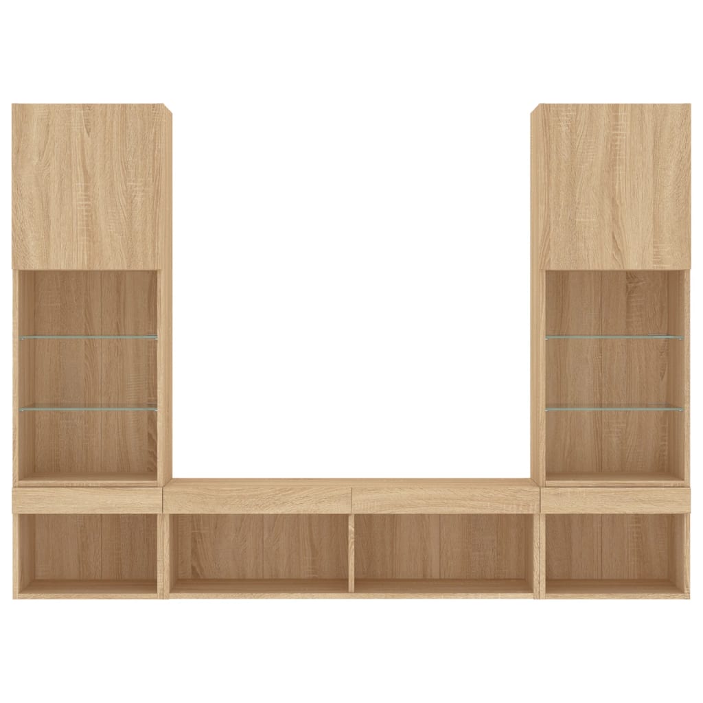 5pcs móveis parede p/ TV c/ LEDs deriv. madeira carvalho sonoma