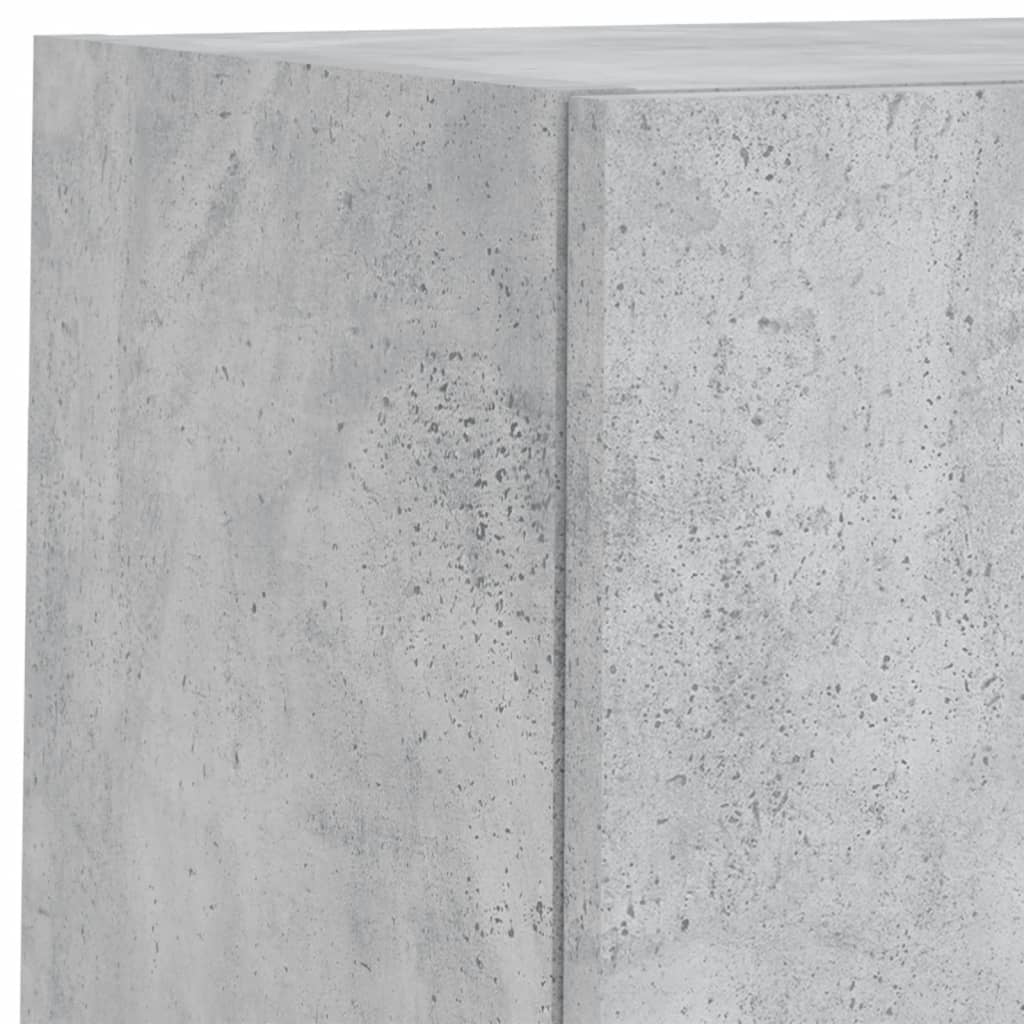 6 pcs móveis parede p/ TV c/ LEDs deriv. madeira cinza cimento