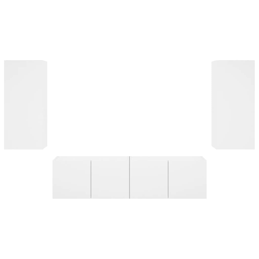 4pcs móveis de parede p/ TV c/ LEDs derivados de madeira branco