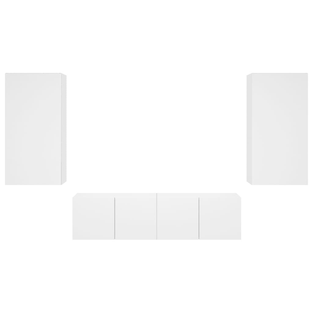 4pcs móveis de parede p/ TV c/ LEDs derivados de madeira branco