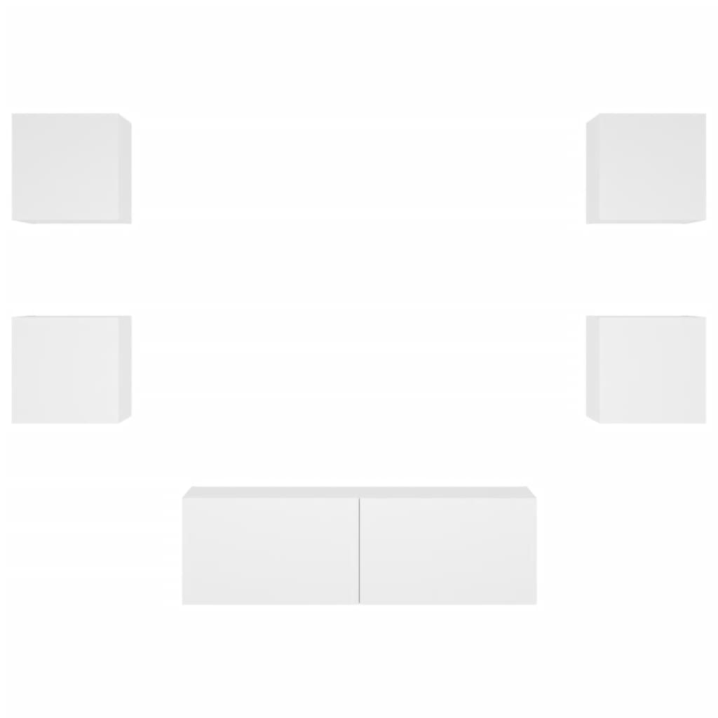 5 pcs móveis de parede para TV com luzes LED branco