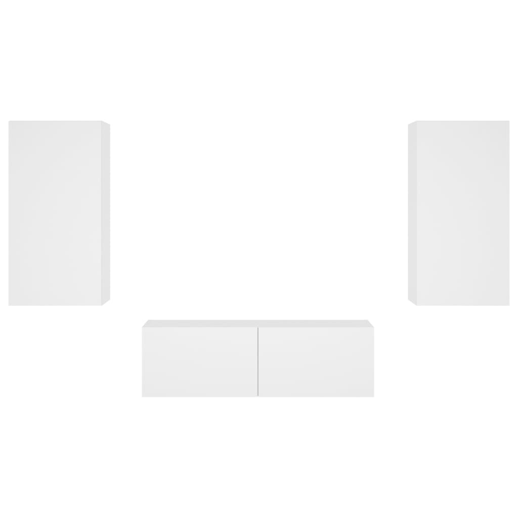 3 pcs móveis de parede para TV com luzes LED branco